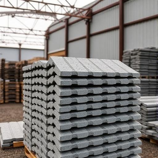 Stack of concrete roofing tiles